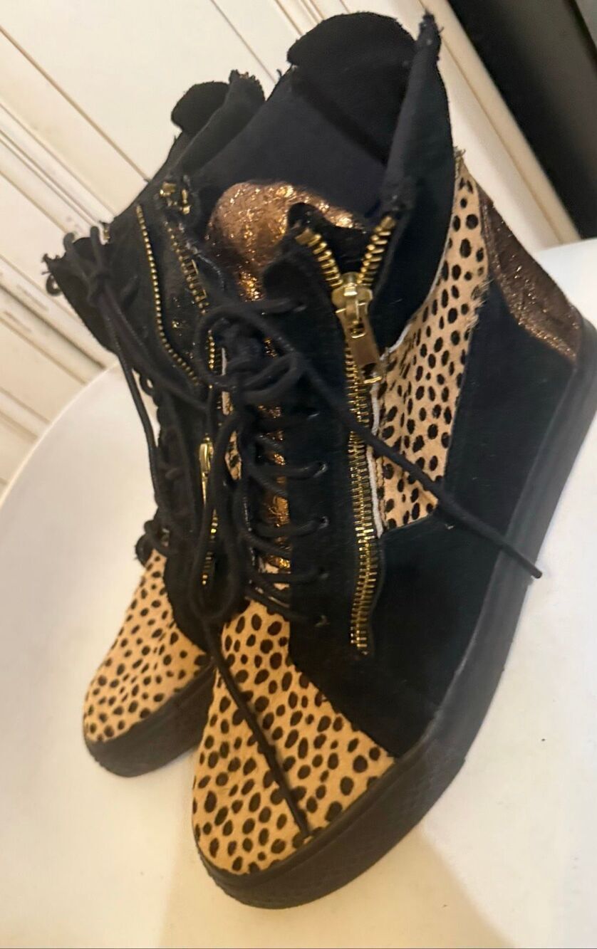 Betsey Johnson Women's Nathan Leopard Print High-Top Sneakers Multicolor Size 8